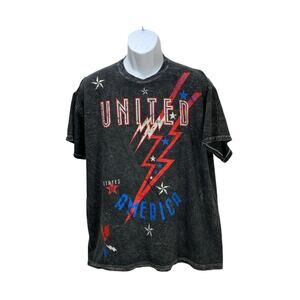 Fruit of the Loom Mens T Shirt 2XL Black United States America 1776 Eagle